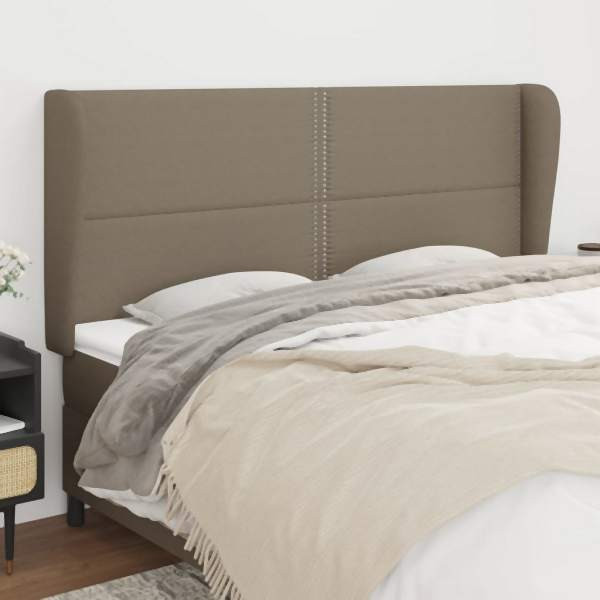 vidaXL Kopfteil mit Ohren Taupe 203x23x118/128 cm Stoff, 3117842