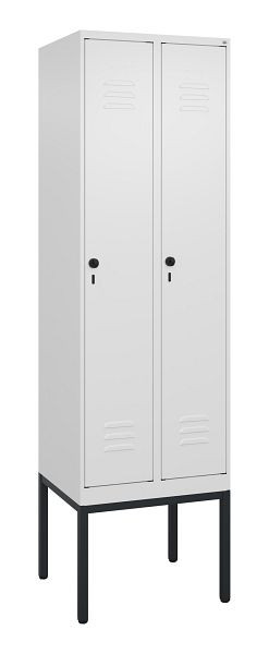 C+P Umkleidespind Classic PLUS mit Mitteltrennwand, Gestell, 2 Abteile, 2120x600x500mm, 9016/9016, Drehriegel, 0800307-20F S10014