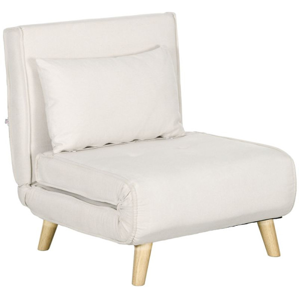 HOMCOM Schlafsessel, 6-stufig verstellbare Lehne, Leinenoptik, bis 120 kg, Creme, 839-875V00CW