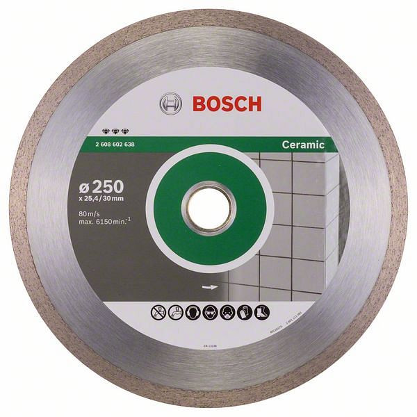 Bosch Diamanttrennscheibe Best for Ceramic, 250 x 30/25,40 x 2,4 x 10 mm, 2608602638
