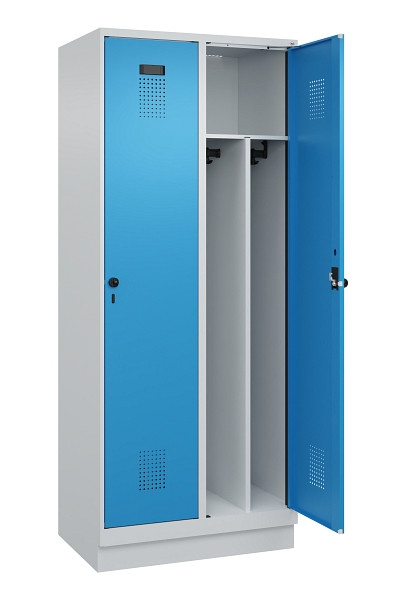 C+P Spind Evolo PLUS, mit Sockel, 2 Abteile, 1950x800x500mm, 7035/5012, Verschluss Drehriegel, 049020-22F S10007