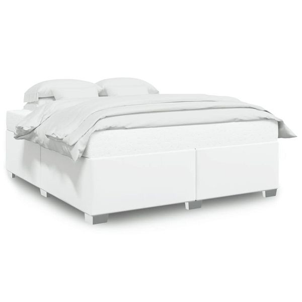 vidaXL Bettgestell Weiß 200x200 cm Kunstleder, Material: Kunstleder, Sperrholz, Holzwerkstoff, massives Kiefernholz, 3284573