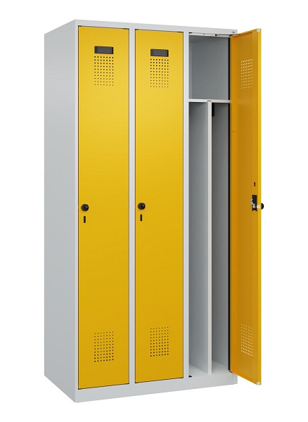 C+P Spind Evolo PLUS, 3 Abteile, 1850x900x500mm, 7035/1004, Verschluss Drehriegel, 049000-30F S10000