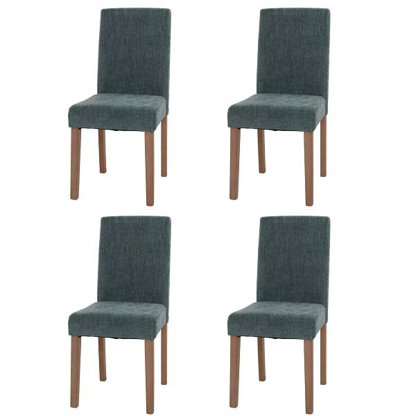 Mendler 4er-Set Esszimmerstuhl Littau, Stuhl Küchenstuhl Hochlehner, Stoff/Textil Chenille Holz, grün, naturfarbene Beine, 107742