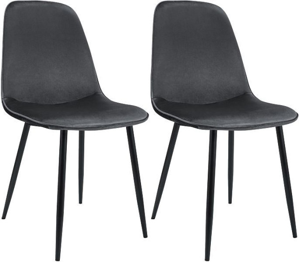 CLP 2er Set Esszimmerstuhl Maryam Samt, dunkelgrau, 327153
