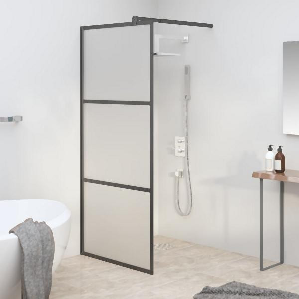 vidaXL Duschwand für Walk-In Dusche 80x195 cm ESG Mattiert Schwarz, 151876