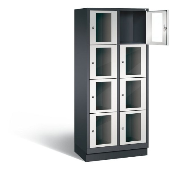 C+P Schließfachschrank Classic, H1800xB810xT500mm, Farbe: Schwarzgrau / Lichtgrau, 8020A224 S10014