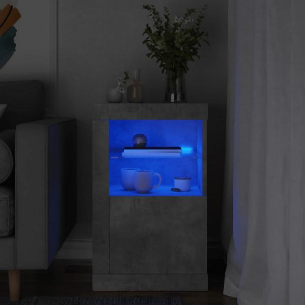 vidaXL Beistellschrank mit LED-Leuchten Betongrau Holzwerkstoff, 836636