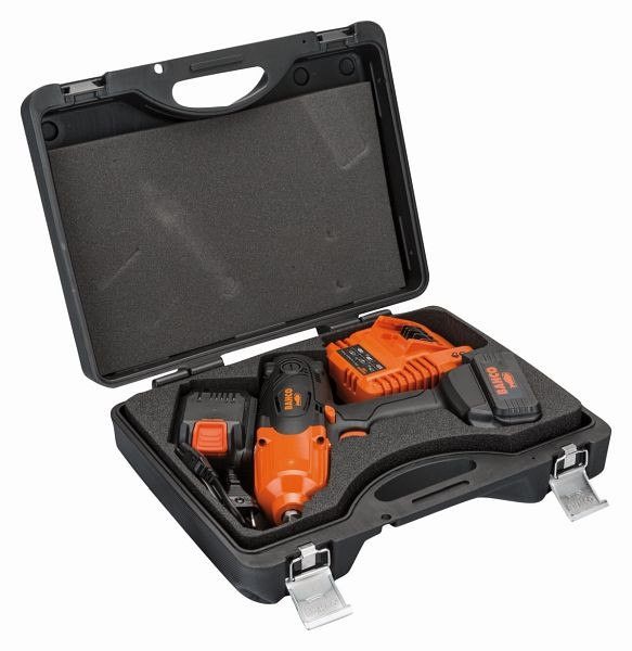 Bahco Akku-Schlagschrauber 1/2", inklusive 2 Lithium-Ionen-Akkus und Ladegerät, im Hartschalenkoffer (18V x 2,0 Ah), BCL33IW1K1