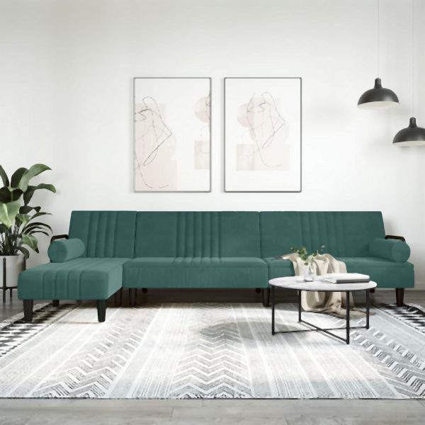 vidaXL Schlafsofa in L-Form Dunkelgrün 260x140x70 cm Samt, 3157244