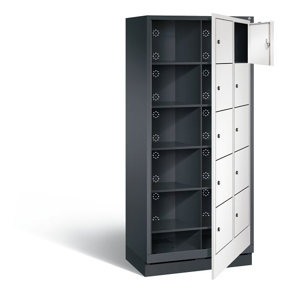 C+P Wäsche-Ausgabeschrank Evolo, H1800xB810xT500mm, Farbe: Schwarzgrau / Verkehrsweiß, 48160-205 S10289