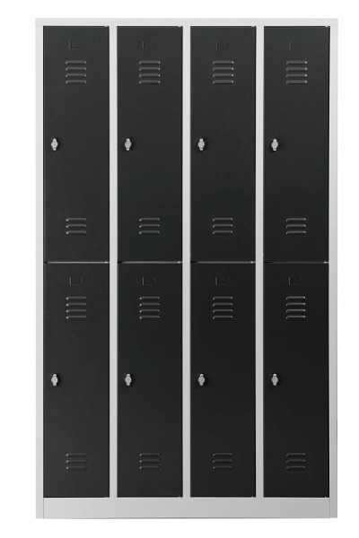 Gürkan Garderobenschrank, 50 x 117 x 195 cm, Lichtgrau, Anthrazit, Vorhangschloss, WRC.8(4.2).195117, 110912