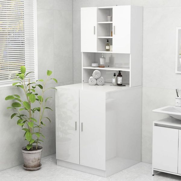 vidaXL Waschmaschinenschrank Hochglanz-Weiß, 3082014, 8720286660829