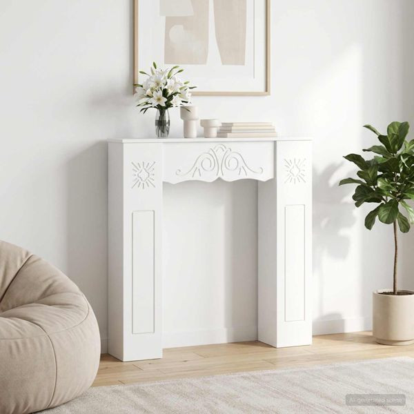 vidaXL Kaminumrandung Weiß 102 x 20 x 102 cm Holzwerkstoff, 8006633