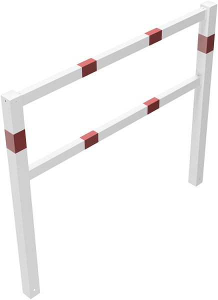 Schake Wegesperren feststehend, geschweißt mit Ober- und Knieholm, feuerverzinkt und weiß beschichtet, Gesamtbreite: 1500 mm, 4016_15B