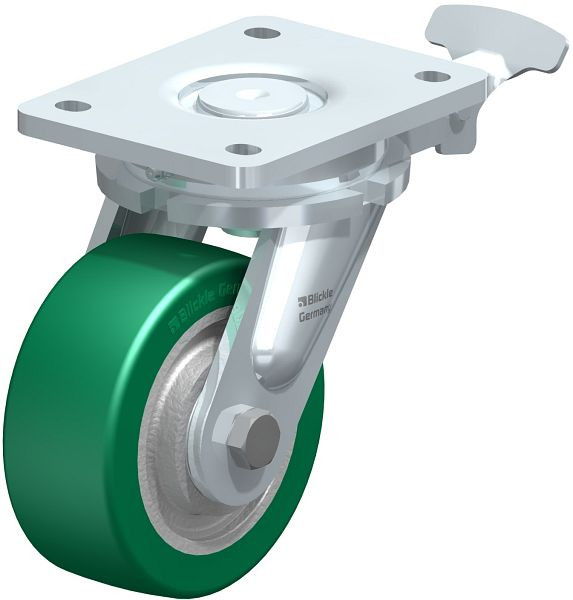 Blickle LO-GST 127K-RI4 Stahlgeschweißte Schwerlast-Lenkrolle, Blickle Softhane®, Grün, 852401