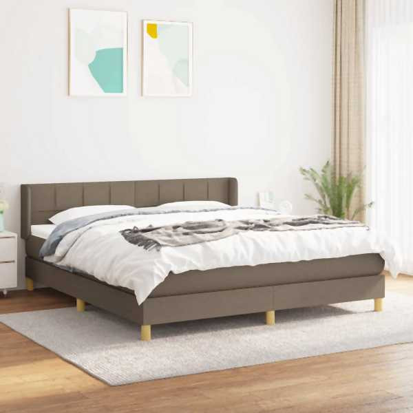 vidaXL Boxspringbett mit Matratze Taupe 180x200 cm Stoff, 3130293