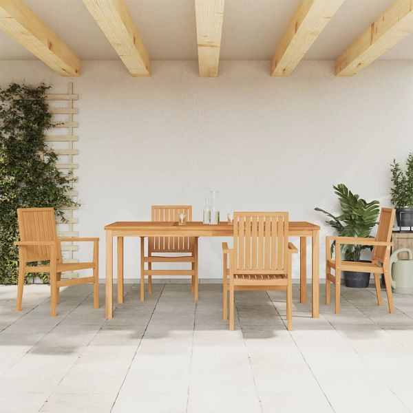 vidaXL 5-teilig Garten-Essgruppe Massivholz Teak, 3157919