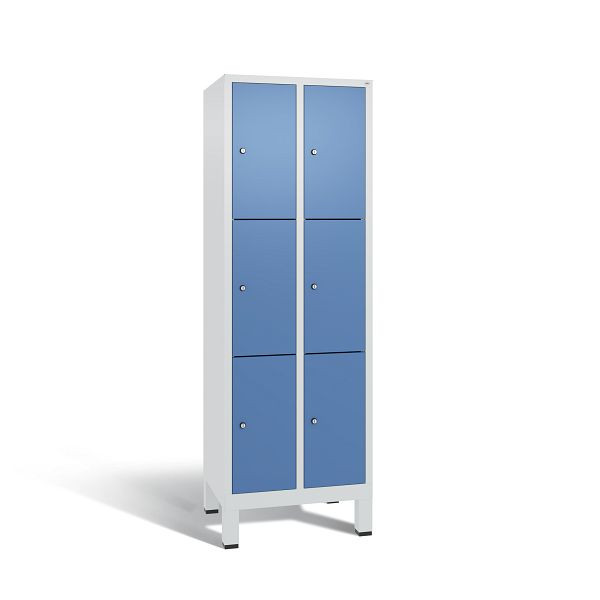 C+P Schließfachschrank Evolo, 6 Fächer, H1850xB610xT500 mm, Grau/Fernblau, 48010-203 S10132