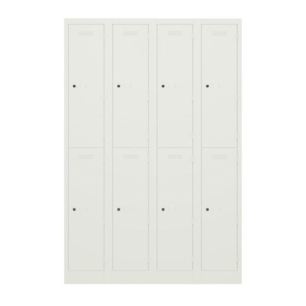 Bisley Garderobenschrank Primary Locker, 4 Abteile, je 2 Fächer, 196 verkehrsweiß antibakteriell, PL3050Q2196