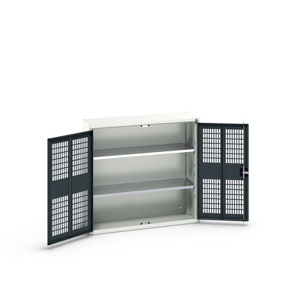 bott verso Flügeltürschrank mit Belüftung, mit 2 Fachböden, BxTxH: 1050 x 350 x 1000 mm, Lichtgrau / Anthrazitgrau, 16926752.19