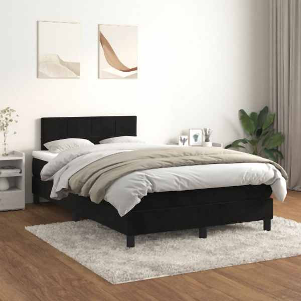 vidaXL Boxspringbett mit Matratze Schwarz 120x200 cm Samt, 3141295