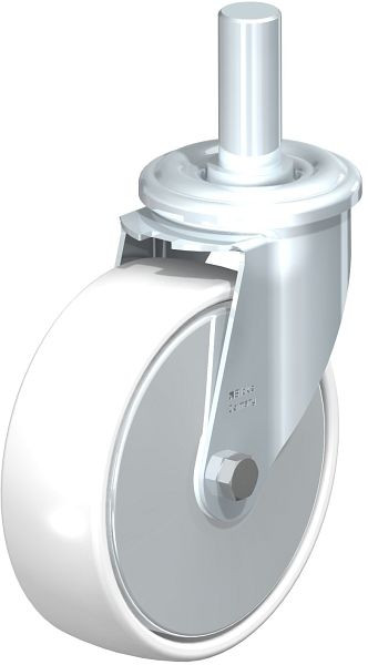 Blickle LEZ-PO 125G-FA Stahlblech-Lenkrolle mit Zapfen, Polyamid, Weiß, 672741