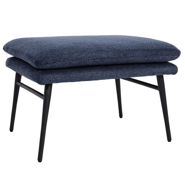 Mendler Hocker HWC-L62, Sitzhocker Fußablage Ottomane Polsterhocker, 38x56x40cm Stoff/Textil, blau, 117260