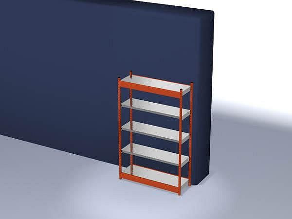 hofe Fachboden-Grundregal, 2000x400x1300 mm, 5 Fachebenen, verzinkt / RAL 2004, 200 kg Fachlast, 1600 kg Feldlast, einseitige Bedienung, ROG204013ME