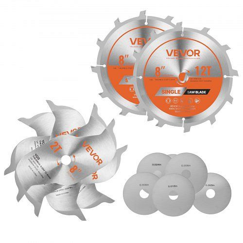 VEVOR Dado Sägeblatt Set 203 mm, 12 Zähne, Legierung, inkl. Nutfräser & Unterlegscheiben, geräuschreduzierend, für Hartholz, TZYJP2QDCL20QE899001V0