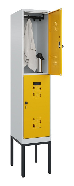 C+P Doppelstock-Spind Evolo PLUS, Gestell, 2 Fächer, 2120x400x500mm, 7035/1004, Drehriegel, 0493307-12 S10000