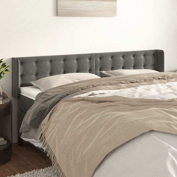 vidaXL Kopfteil mit Ohren Dunkelgrau 163x16x78/88 cm Samt, 3119257