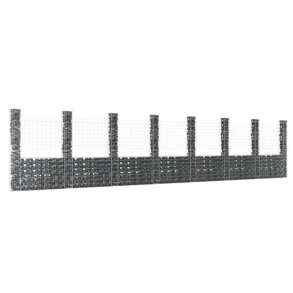 vidaXL Gabionenkorb U-Form mit 8 Säulen Eisen 860x20x200 cm, 151295