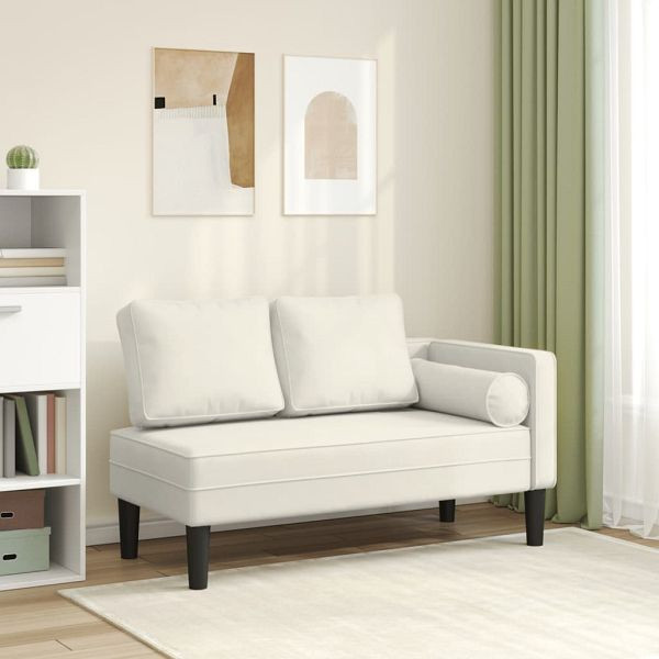 vidaXL Chaiselongue mit Kissen Creme Samt (Polyester), 4007578