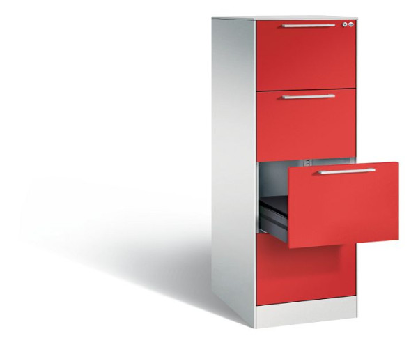 C+P Karteischrank Asisto, H1310xB440xT600mm, Farbe: Lichtgrau / feuerrot, Bügelgriff, 146225-421 S10031