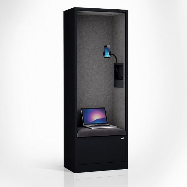 Jan Nowak Schrank mit Sitzfläche und Ruhezone SALLY MentalBox 1850 x 600 x 400 mm, Schwarz, Dunkelgrau, 2071