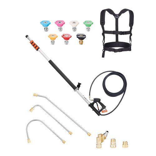 VEVOR Teleskopstrahlrohr, 6358 mm, 4000 psi, mit Verlängerungsstäben, Dachrinnenreiniger, 7 Düsen & verstellbarem Stützgurt, SSPQWST24FT3V8ZVFV0