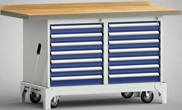 KLW Fahrbare Profi-Werkbank - 1500 x 700 x 871 mm L x B x H, links & rechts 6x75EA/100EA, WP782N-1500M45-E7054
