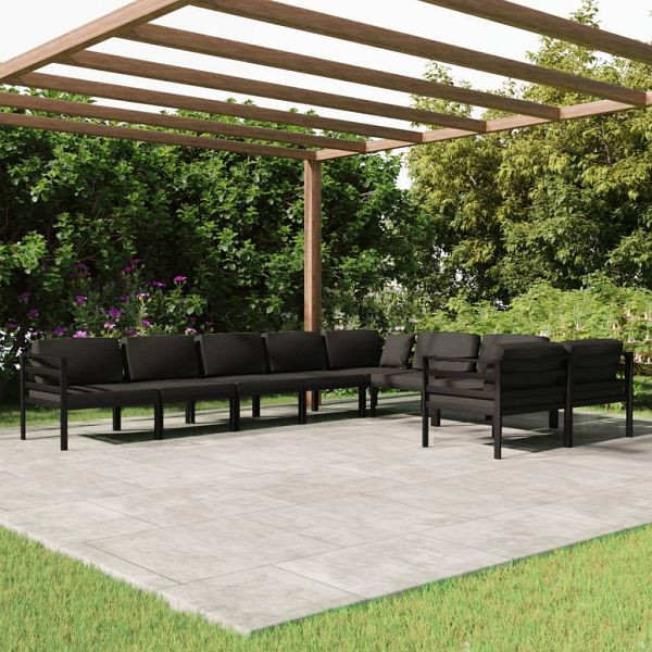 vidaXL 9-teilig Garten-Lounge-Set mit Kissen Aluminium Anthrazit, 3107823
