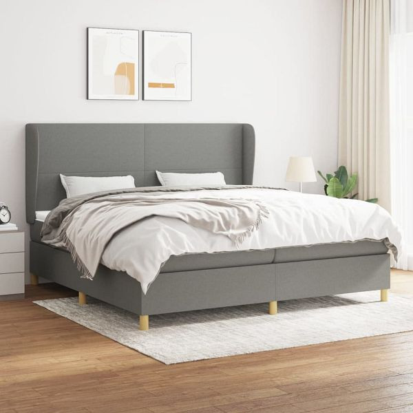 vidaXL Boxspringbett mit Matratze Dunkelgrau 200x200 cm Stoff, 3128390