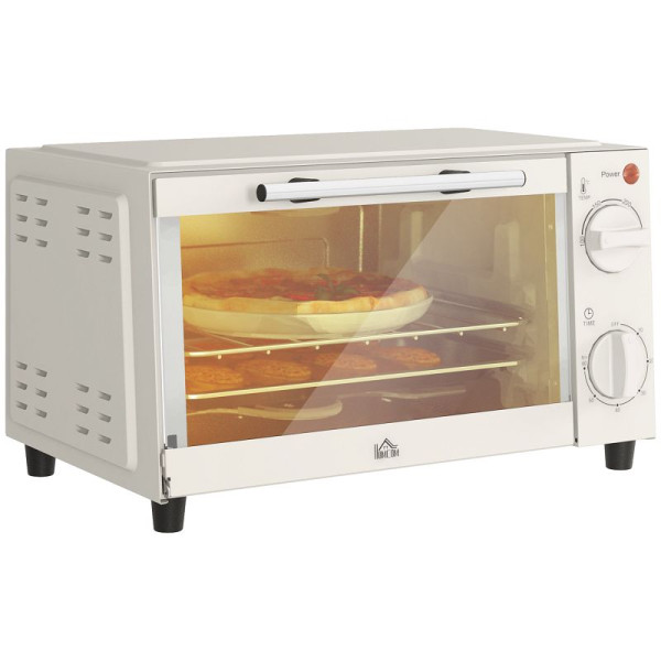 HOMCOM Minibackofen, 9 L Mini-Ofen mit Backblech, Grillrost, mit einstellbarer Temperatur und Garzeit, 800-088V90CW