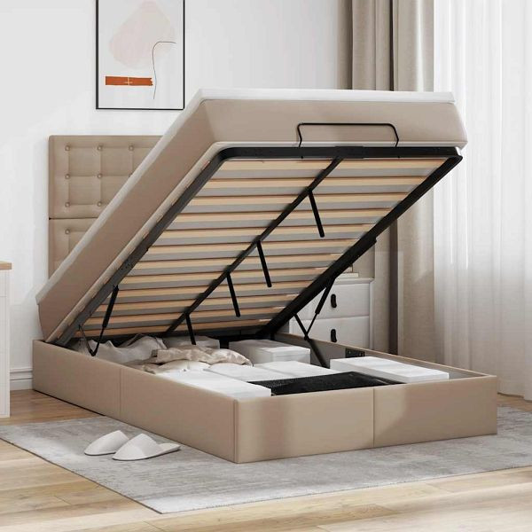 vidaXL Ottoman-Bett mit Matratze Cappuccino-Braun 120x190cm Kunstleder, 3312995