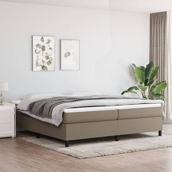 vidaXL Boxspringbett mit Matratze Taupe 200x200 cm Stoff, 3144451