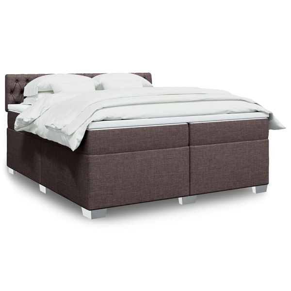 vidaXL Boxspringbett mit Matratze Dunkelbraun 200x200 cm Stoff, 3288305
