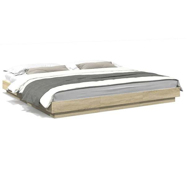 vidaXL Bettgestell mit LED Sonoma-Eiche 180x200cm Holzwerkstoff, 3281079