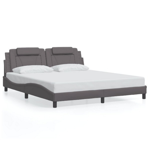 vidaXL Bettgestell mit Kopfteil Grau 180x200 cm Kunstleder, 3208113