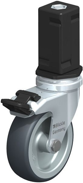 Blickle LRA-TPA 75G-FI-EV05 Apparate-Lenkrolle mit Expander & Feststeller, Thermoplastisches Gummi-Elastomer, Grau, 847802