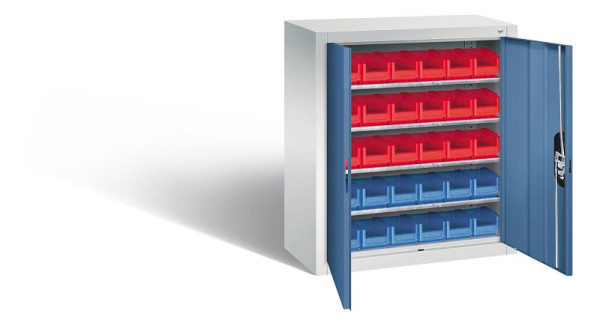 C+P Magazinschrank Serie 13, H830xB700xT300mm, Farbe: Lichtgrau / Fernblau, Muldengriff, 134013-23 S10027