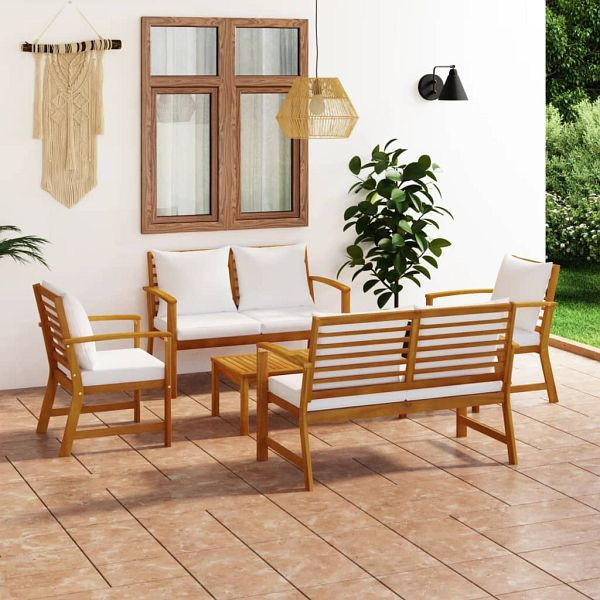 vidaXL 5-tlg. Garten-Lounge-Set mit Auflagen Massivholz Akazie, 3057786