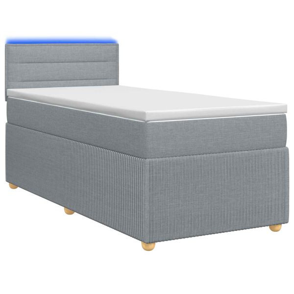 vidaXL Boxspringbett mit Matratze Hellgrau 90 x 200 cm Stoff, 3452834